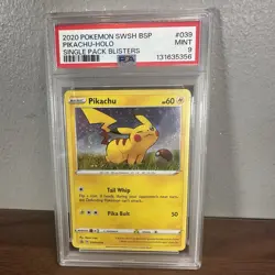 Pokemon Pikachu Blister Pack Black Star Promo Holo SWSH039 PSA 9 Mint - Image 1