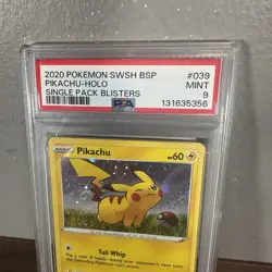 Pokemon Pikachu Blister Pack Black Star Promo Holo SWSH039 PSA 9 Mint - Image 2