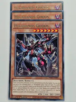 Yu Gi Oh - 3x PHRE-EN003 Hecahands Godos - Rare - Image 1