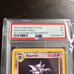 1999 Haunter Holo 1st Edition Stain Error PSA 5 Pokemon - Image 3