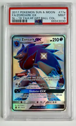 PSA 9 Pokemon 2017 Sun & Moon Shining Legends Alt Art Promo Zoroark GX #77a/73 - Image 1