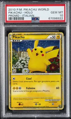 2010 POKEMON WORLD COLL ITALIAN-DO NOT USE PIKACHU-HOLO PSA 10 - Image 1