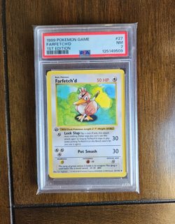 Pokemon Farfetch'd 027/102 Base Set 1st Edition PSA 7 - Image 1