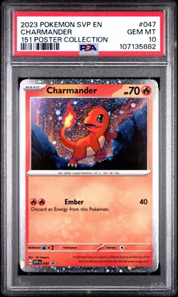 2023 POKEMON SVP EN-SV BLACK STAR PROMO 151 POSTER COLL #047 CHARMANDER PSA 10 - Image 1