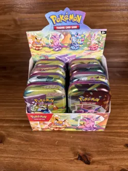 Prismatic Evolutions Empty Mini Tin Display - Art Set of 8 Eeveelutions NO PACKS - Image 1