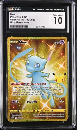 CGC 10 Mew 025/025 Celebrations Shiny Full Art Gold Pokemon Card psa 25th annivs - Image 1