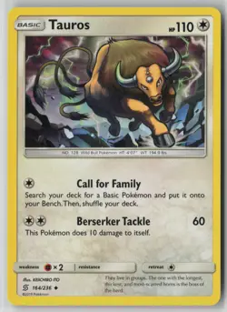 Tauros 164/236 Pokemon Unified Minds Uncommon Near Mint Card (NM) 1 - Image 1