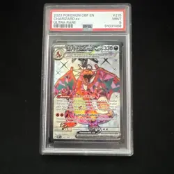 CHARIZARD EX 2023 POKEMON OBSIDIAN FLAMES ULTRA RARE 215/197 PSA 9 Q2628 - Image 1