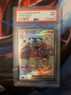 CHARIZARD EX 2023 POKEMON OBSIDIAN FLAMES ULTRA RARE 215/197 PSA 9 Q2628 - Image 1