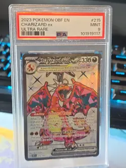 💎🔥 Charizard EX #215 PSA 9 Full Art Super Rare Pokemon TCG Obsidian Flames 💥 - Image 1