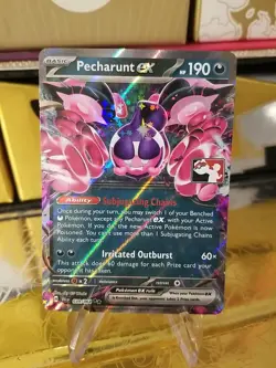 Pecharunt ex Pokemon Prize Pack Series 6 Promo Pokemon Card NM/LP Stamp - Image 1