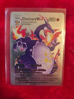 Pokemon Charizard VMAX SILVER Foil Fan Art Collector Card - 330 HP - 107/122 - Image 1