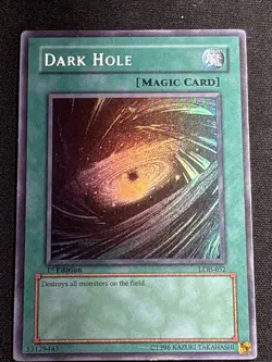 Dark Hole 1st Edition LOB-052 Vintage Super Rare Yu-Gi-Oh Card Moderate Play MP - Image 1