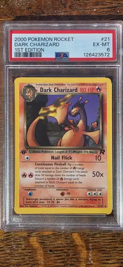 Pokemon Dark Charizard First Edition TCG Non-Holo Card 21/82 Rare PSA 6 - Image 1