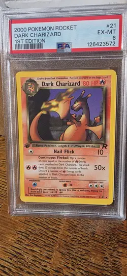 Pokemon Dark Charizard First Edition TCG Non-Holo Card 21/82 Rare PSA 6 - Image 2