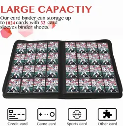 1000+ Pockets Trading Card Binder, 16 Pocket Ringless Side Loading Card Holder - Image 2