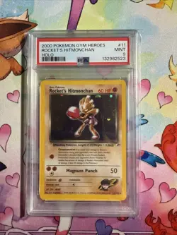 2000 Pokemon Gym Heroes Rocket’s Hitmonchan Holo #11 PSA Mint 9 - Image 1