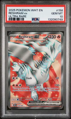2025 POKEMON WHT EN-WHITE FLARE ULTRA RARE #158 RESHIRAM EX PSA 10 - Image 1