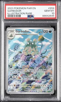 2023 POKEMON PAR EN-PARADOX RIFT ILLUSTRATION RARE #204 GARBODOR PSA 10 - Image 1
