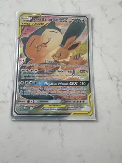 Pokemon TCG Tag Team Eevee and Snorlax GX SM169 Promo Holo Full Art - Image 1