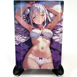 Re:Zero Emilia Sexy Hot Anime Waifu Girl Doujin Lewd Goddess Story ACG Art Card - Image 2