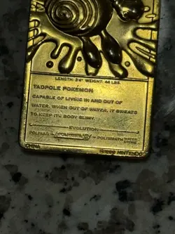 POLIWHIRL 1999 Pokemon Gold Plated Card Nintendo Burger King - Image 2