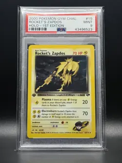 PSA 9 MINT Rocket's Zapdos 15 Gym Challenge 1st Edition Holo Pokemon Card - Image 1