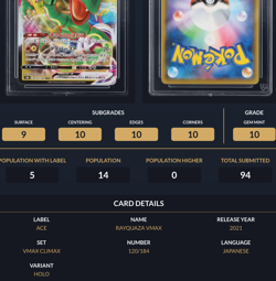 Pokemon Graded Card - Rayquaza VMAX 120/184 - Japanese - Ace Gem Mint 10 (518061 - Image 3