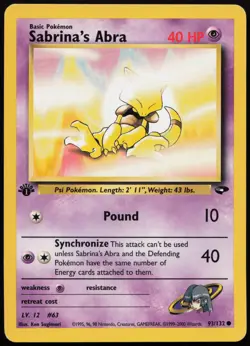Sabrina's Abra [1st Edition] #93 Gym Challenge Pokemon Card - Image 1