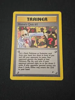 Blaine's Quiz #1 097/132 Gym Heroes Regular Black Star Rare WOTC Pokemon TCG LP - Image 1