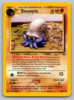 Pokemon TCG Neo Discovery Regular Omanyte #60 LP - Image 1