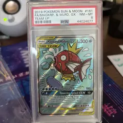 Pokemon Magikarp & Wailord GX Team Up Full Alt Art #161 PSA 8 NMint - Image 1