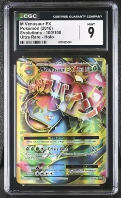 Mega Venusaur EX 100/108 Full Art Ultra Rare XY Evolutions Pokemon 2016 CGC 9 - Image 1