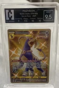 9.5 Pokemon TCG - Houndoom - 179/163 - Battle Styles - Gold Secret Rare - Image 1