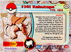#141 Kabutops Rainbow Foil Topps TV Animation Series 3 Pokemon 2000 - GWP! - Image 3