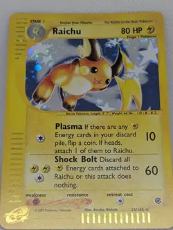 Raichu 025/165 Expedition Base Set Holo Rare Pokemon TCG Nintendo Pikachu NM - Image 3