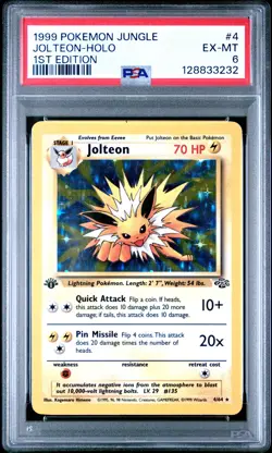 1999 POKEMON JUNGLE 1ST ED #4 JOLTEON-HOLO PSA 6 - Image 1