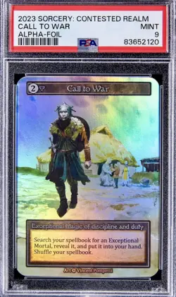 PSA 9 2023 Sorcery Contested Realm TCG Alpha Exceptional Foil Card CALL TO WAR - Image 1