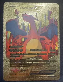 Pokemon Charizard V Evolution 508HP Gold Foil Fan Art Card SMP 26-43 V2 - Image 1