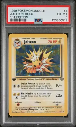 Pokemon Jolteon TCG Jungle 4/64 Holo 1st Edition Rare Card PSA 6 - Image 1