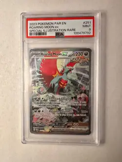 PSA 9 Pokemon Roaring Moon ex 251/182 Paradox Rift Special Illustration Rare - Image 1