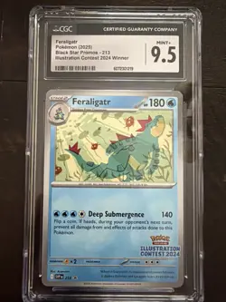 2025 Pokemon Illustration Contest Winner Feraligatr 213 Black Star Promo CGC 9.5 - Image 1