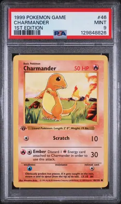 1999 POKEMON CHARMANDER 1st Edition 46/102 PSA 9 MINT - Image 1