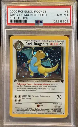 2000 Pokemon DARK DRAGONITE 5/82 Team Rocket 1st Edition Holo Rare English PSA 8 - Image 1