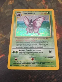 Pokemon Card - Error Venomoth Jungle 13/64 Holo Rare No Set Symbol Misprint LP - Image 1