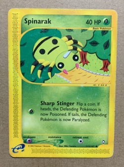 Spinarak 111/147 Aquapolis - Common Pokemon Card - HP - Image 1