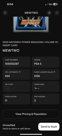 Nintendo Power Pokemon Stadium Mewtwo Insert Card PSA 5 Pop 11 Only 3 Higher! - Image 3