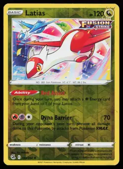 Latias 193/264 Rare SWSH08: Fusion Strike Reverse Holo Pokemon Card - Image 1