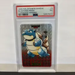 1996 Pocket Monsters Carddass Blastoise Prism #9 PSA 7 Red Card Near Mint - Image 1