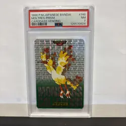 1996 Pocket Monsters Carddass Moltres Prism #146 PSA 7 Green Card Near Mint - Image 1